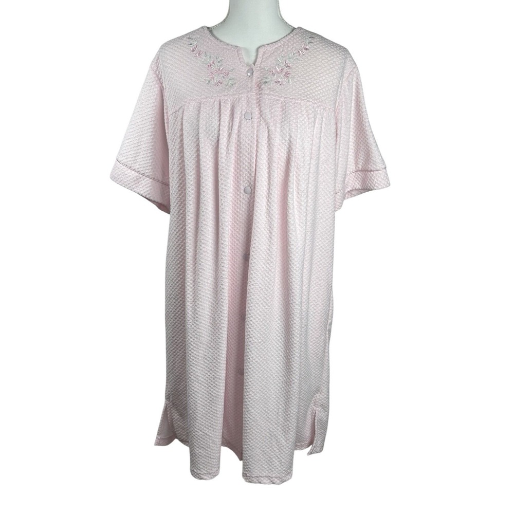 Miss Elaine Pink Nightgown Robe Women's Sz S Full Button Front‎ House Coat